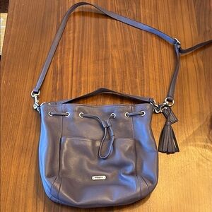 Coach Purple Leather Drawstring Bucket Crossbody Shoulder Bag